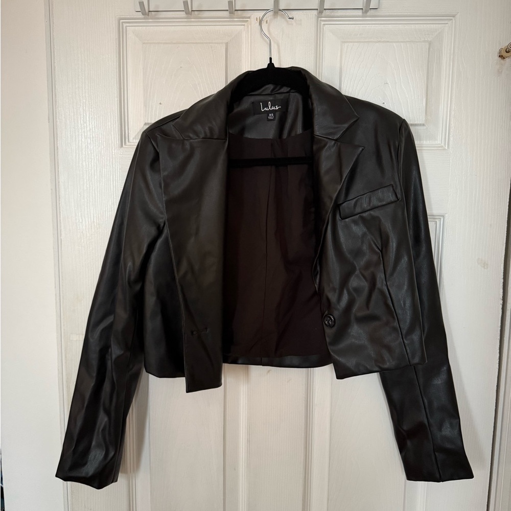Lulu's Black Faux Leather Jacket